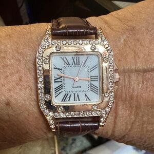 Elegant Square Watch with Crystal Accents